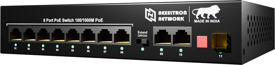 NEXELTRON 8Gb PoE + 2Gb Uplink 1 SFP PoE switch