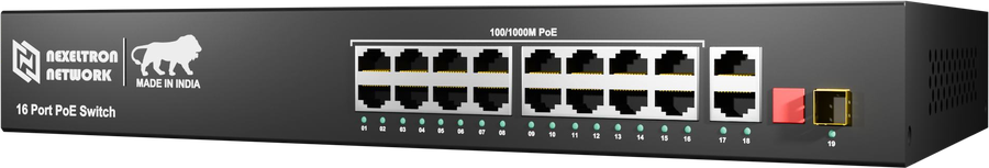 NEXELTRON 16FE PoE + 2Gb Uplink 1 SFP PoE switch